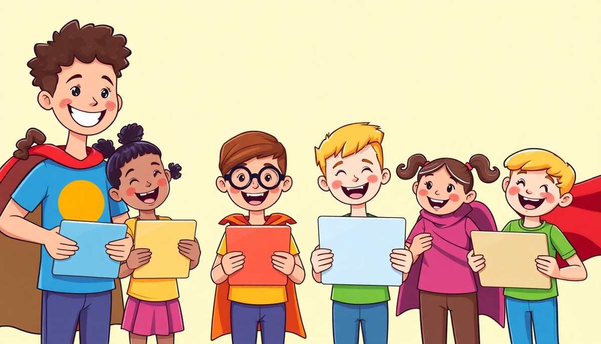 Children engaging with Lil Superhero learning games